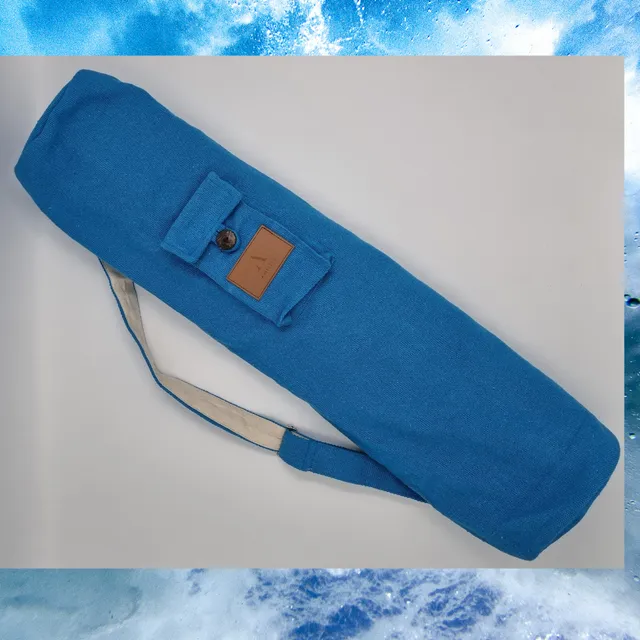 Eco Friendly Cotton Linen Yoga Mat Bag, Handmade Yoga Bag, Eco Friendly Yoga Bag, Yoga Mat Bag UK, Double Zip (Bag only) Sky Blue Colour