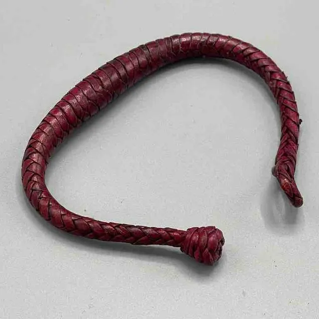 Tightly Woven Leather Solid Color Bracelet - Mali Ruby