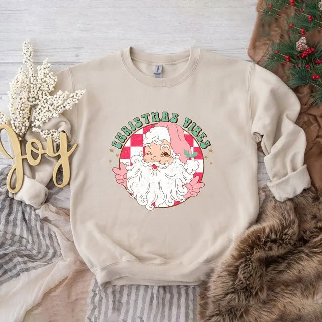 Christmas Vibes Santa | Sweatshirt - Dust