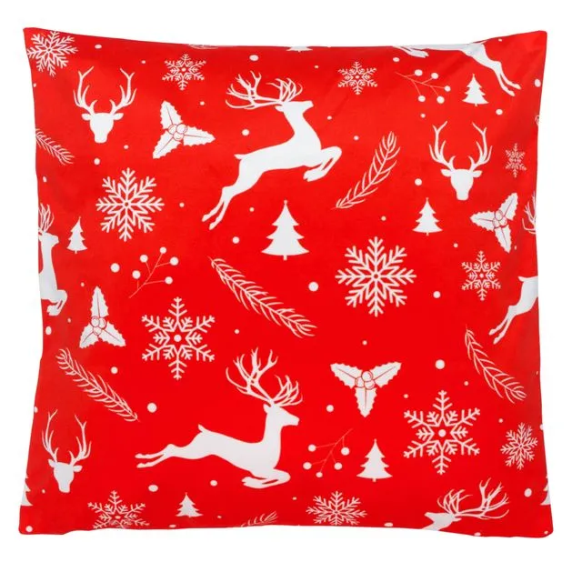 Velvet Christmas Cushion Cover - Red White