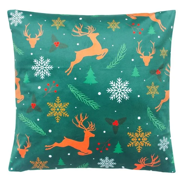 Velvet Christmas Cushion Cover - Green