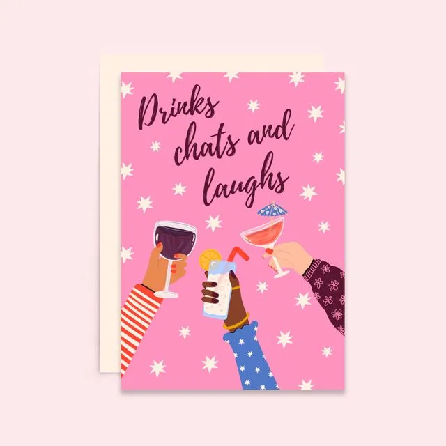 Drinks Chats Laughs | Galentines Day Card (Case of 6)