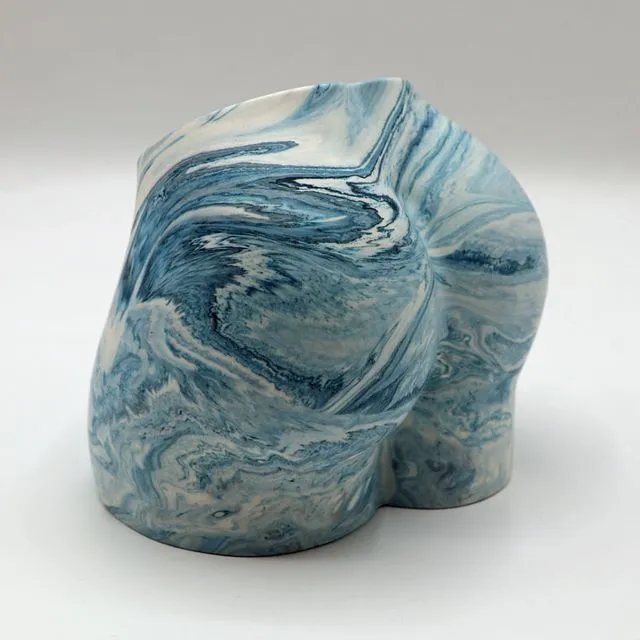 Creek Jesmonite Bum Pot inTidal Blue Marble