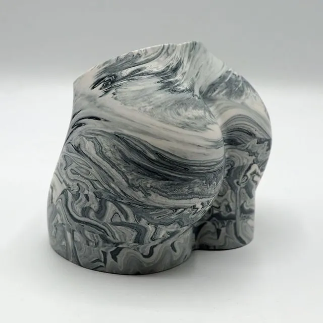 Creek Jesmonite Bum Pot in Grey Marble