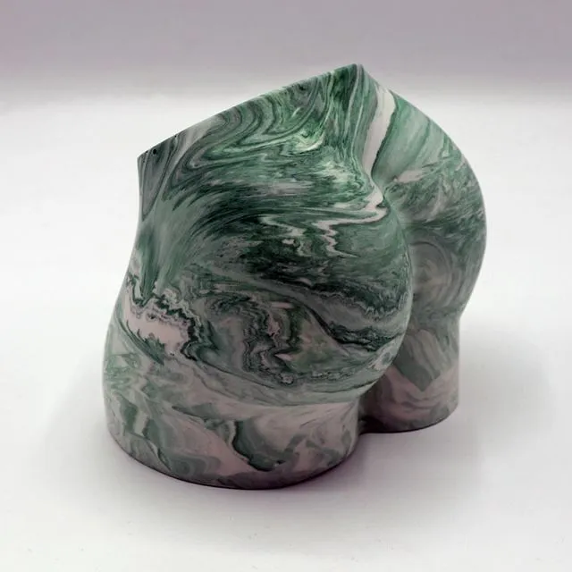 Creek Jesmonite Bum Pot in Green Marble