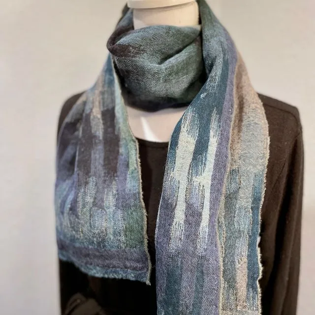 508/Morocco Blue Color Neck scarf in Boiled wool
