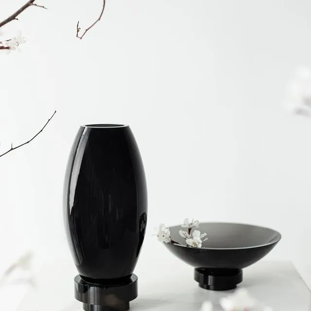 Innovative modern vase, top design, black high end glass.RUD22