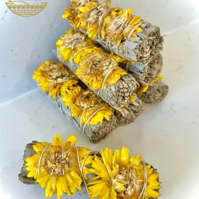 Sunflower with White Sage Bundles