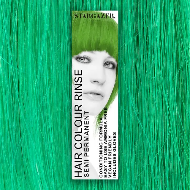 Stargazer African Green Semi Permanent Hair Dye, conditioning vegan cruelty free direct application hair colour