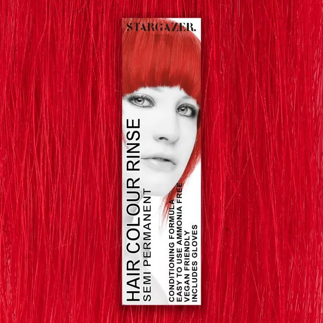 Stargazer Hot Red Semi Permanent Hair Dye, conditioning vegan cruelty free direct application hair colour