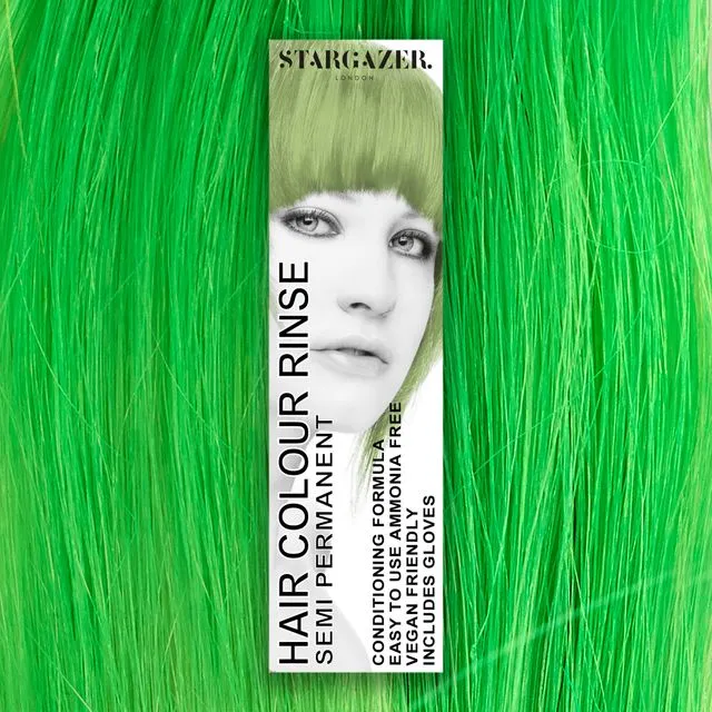 Stargazer UV Green Semi Permanent Hair Dye, conditioning vegan cruelty free direct application hair colour