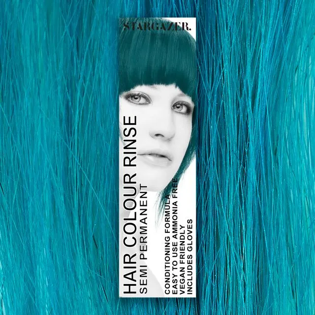 Stargazer UV Turquoise Semi Permanent Hair Dye, conditioning vegan cruelty free direct application hair colour