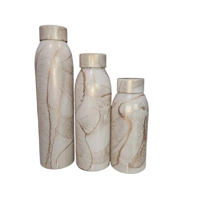 100% Pure Copper Water Bottle Inside and Outside/ Drinking vessel - White
