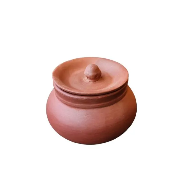Clay | Serving Pot | Cooking Pot | Yogurt Pot with cover Unglazed Terracotta Cookware, Earthen Casserole Dish - Large (1.8 Liter)
