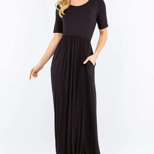 BLACK MAXI DRESS WITH POCKETS -PACK OF 6 -CD43411T