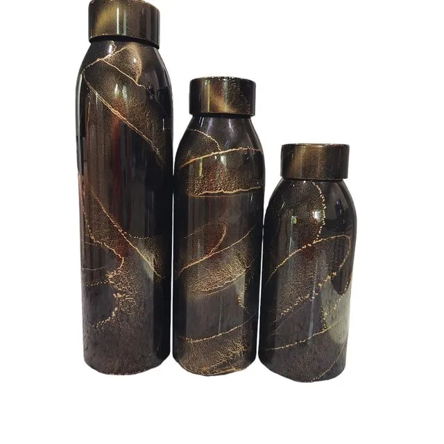 100% Pure Copper Water Bottle Inside and Outside/ Drinking vessel - Black