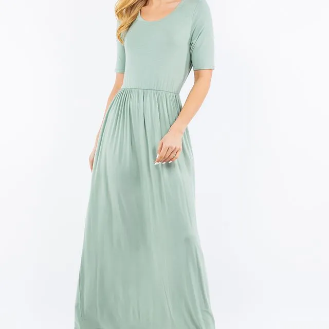 SAGE MAXI DRESS WITH POCKETS -PACK OF 6 -CD43411T