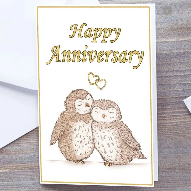 Snuggling Owls - A5 Anniversary Cards