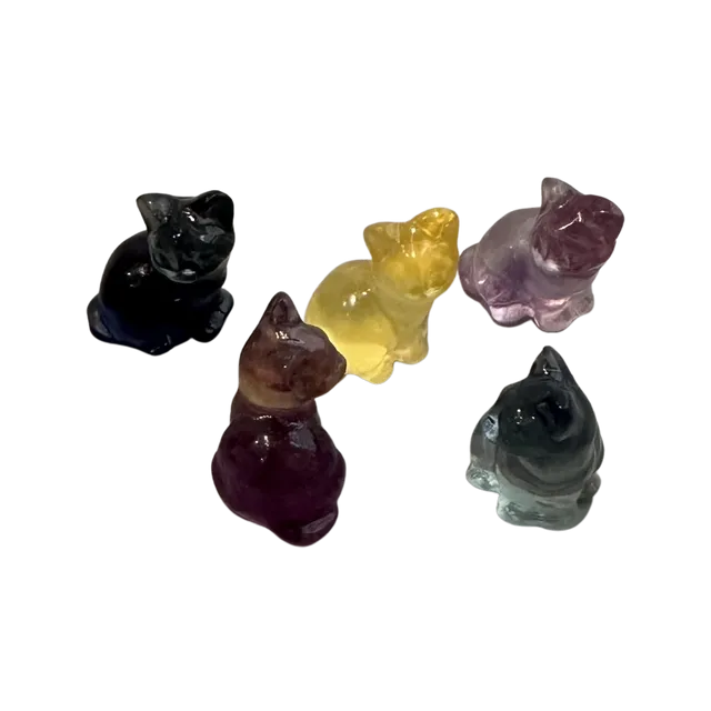 Rainbow Fluorite Mini Cat, 1.5x1cm