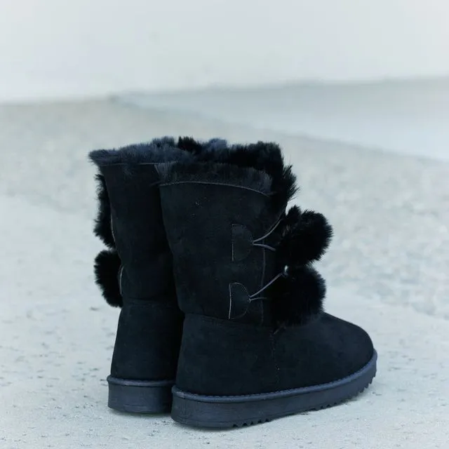 Forever Link Pom-Pom Faux Fur Snow Boots