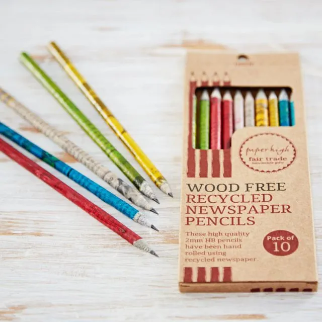 Recycled Newspaper Set of 10 Pencils
