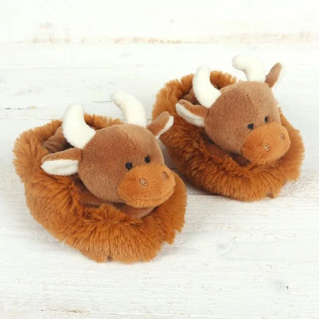 Highland Coo Baby Slippers Brown- 0-6months