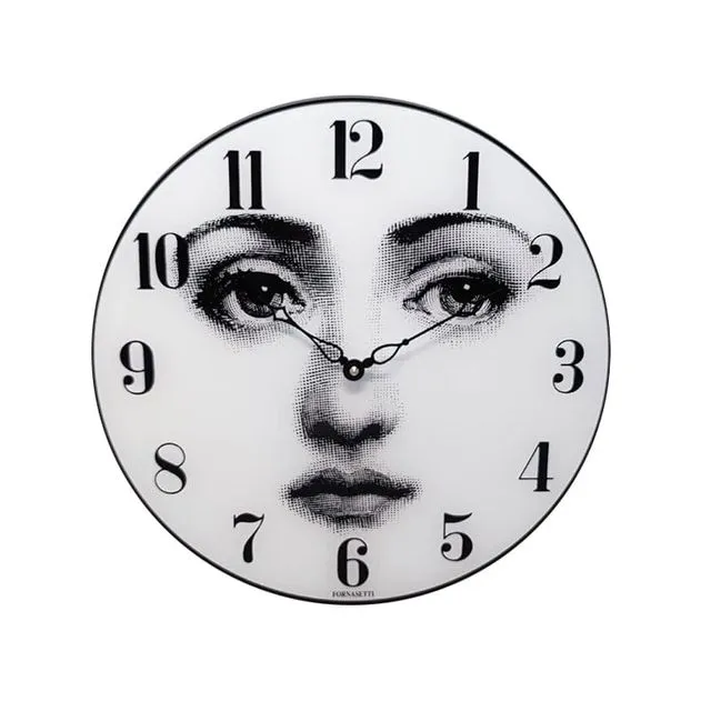 1990s Wall Clock in Glass by Fornasetti. Made in Italy
