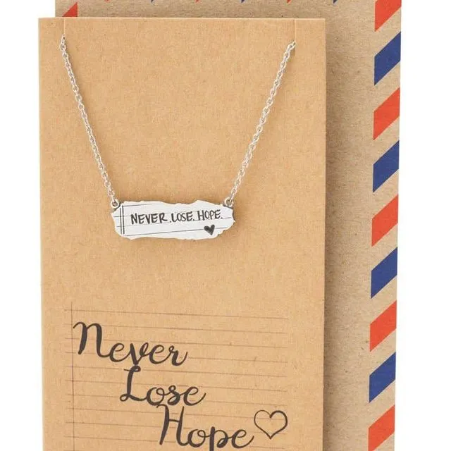Susan Never Lose Hope Inspirational Jewelry, Engraved Necklaces