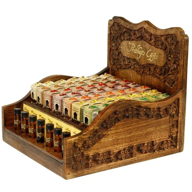 Display Decorated Rack - Attar Oils Rack for 56 Tassel Bottles with testers
