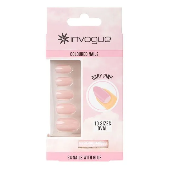 Invogue Baby Pink Oval Nails - Pack of 24