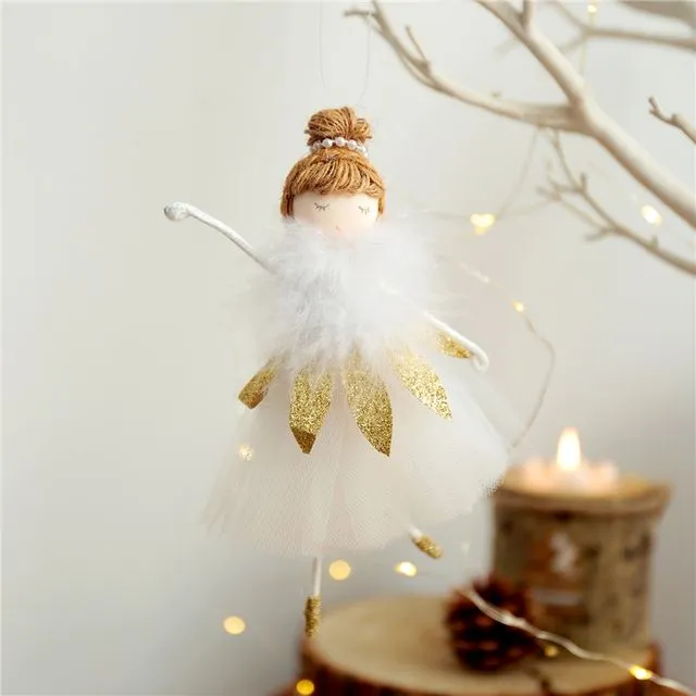 Ballet Girl Plush Angel Tree Pendant Christmas Decoration-1
