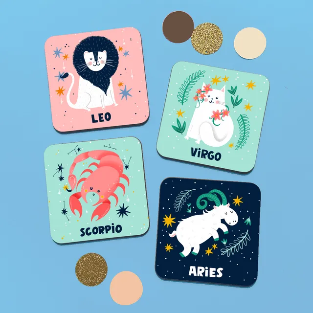 ✨ Zodiac Sign Coaster Collection✨ Pack of 72 (12 x 6)