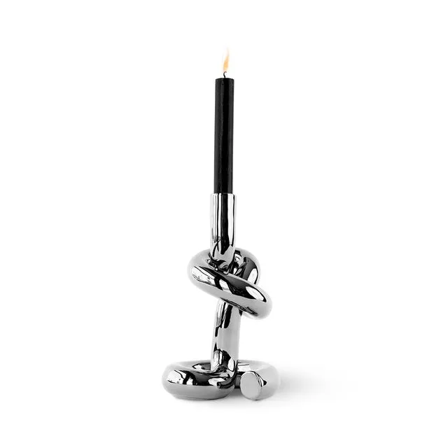 KNOTTED CANDLEHOLDER SILVER