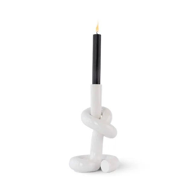 KNOTTED CANDLEHOLDER WHITE