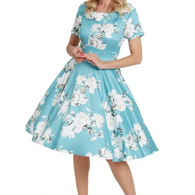 Darlene Mint Floral Flared Dress