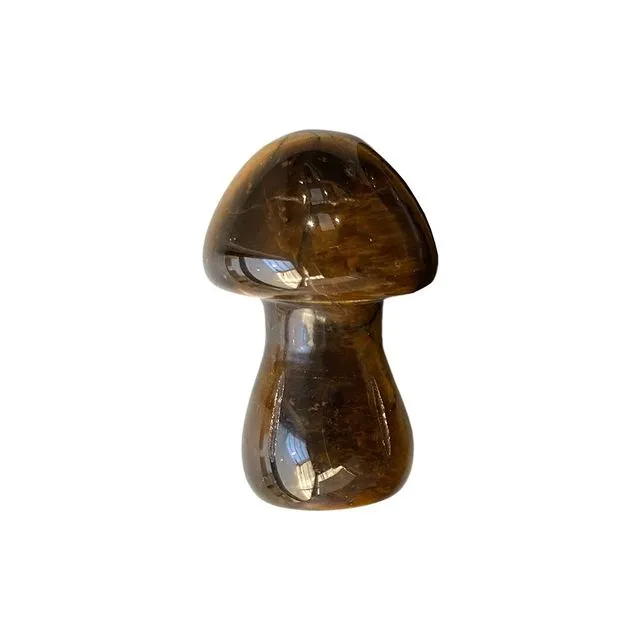 Hand Carved Crystal Mushroom, 3.5cm, Tiger's Eye