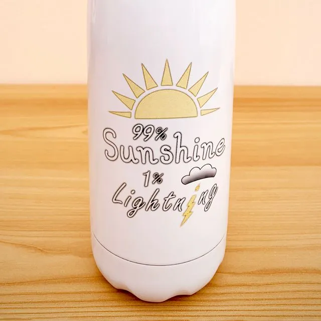 99% Sunshine, 1% Lightning - Fun Weather Themed Reusable Stainless Steel Water Bottle