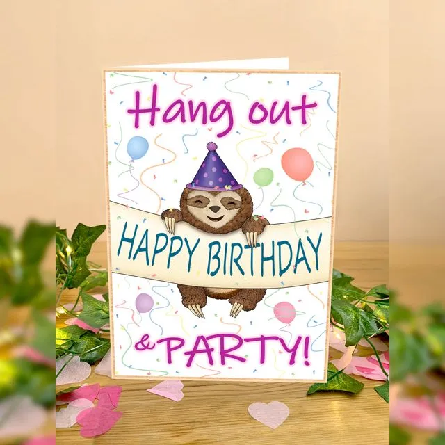 Party Animal Sloth - Birthday Card