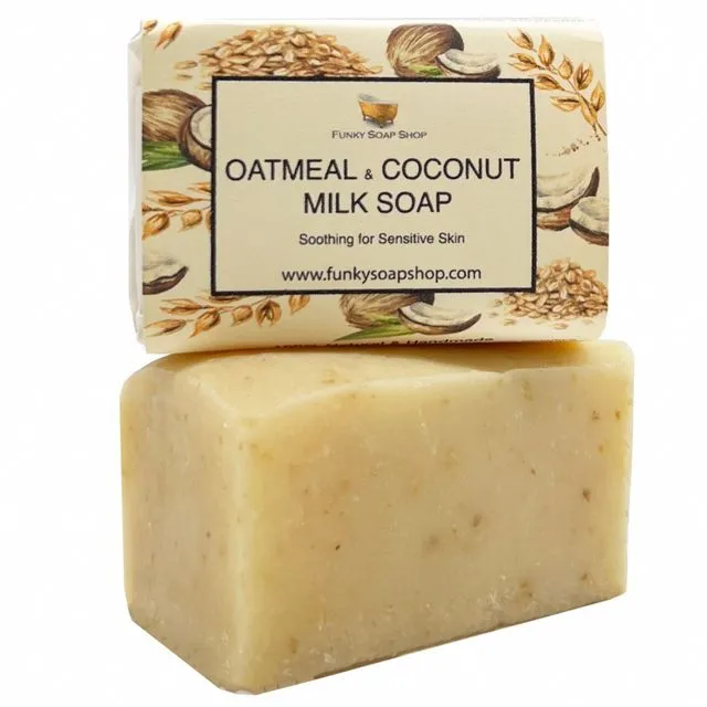 Oatmeal & Coconut Milk Soap, Fragrance Free, Natural & Handmade, Approx 65g