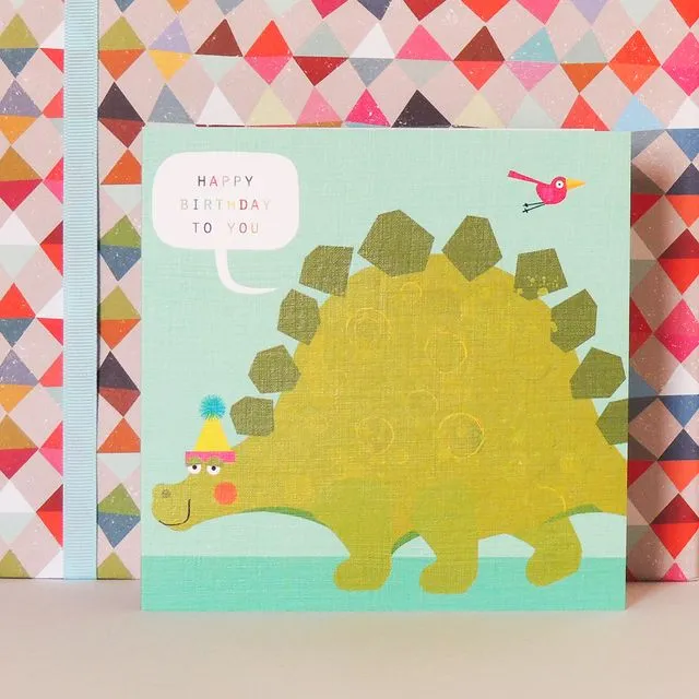 DB08 Birthday Stegosaurus Dinosaur Card