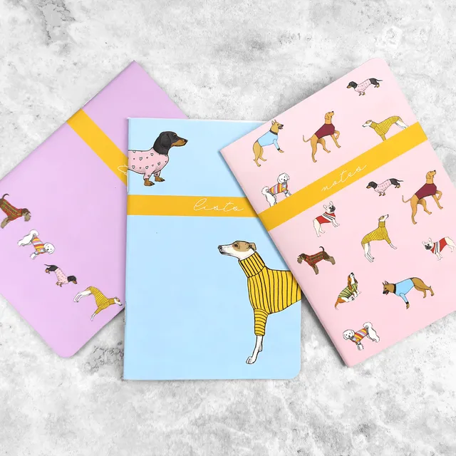 Memo Notebooks (Dogs in Jumpers) - Handmade in UK eco-friendly stationery