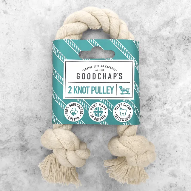 2 Knot Pulley Natural Eco Rope Toy - 100% unbleached dye-free cotton