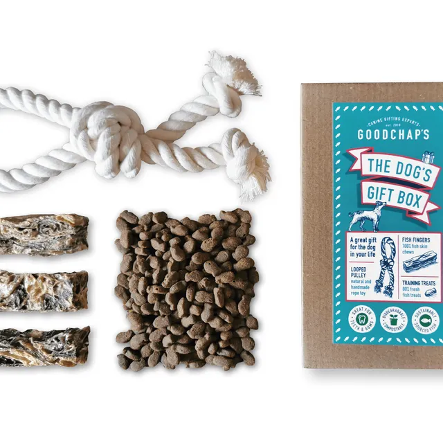 The Dog’s Gift Box - packed with treats, chews & rope toy