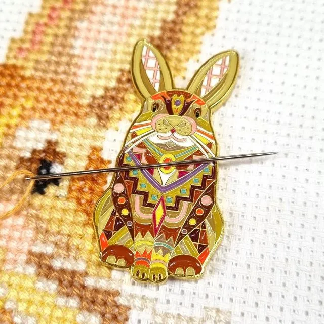 Mandala Rabbit Needle Minder for Cross Stitch, Embroidery & Sewing