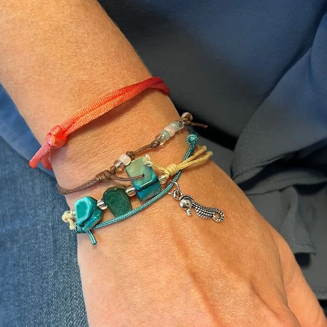 Seahorse Bracelet, Seahorse Charm Bracelet Pack, Shell Beads