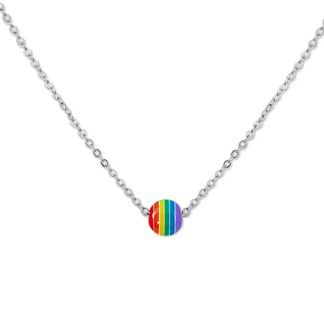 Rainbow Bead Necklace, Chakra Stripe, Color Beaded Charm Necklace
