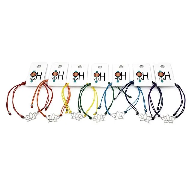 Lotus Flower Bracelet Pack, Chakra Colors, Yoga Jewelry, Rainbow