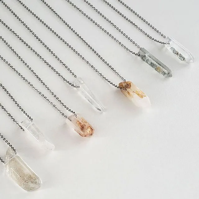 Crystal Necklace, Natural Quartz Crystal Pendant Jewelry