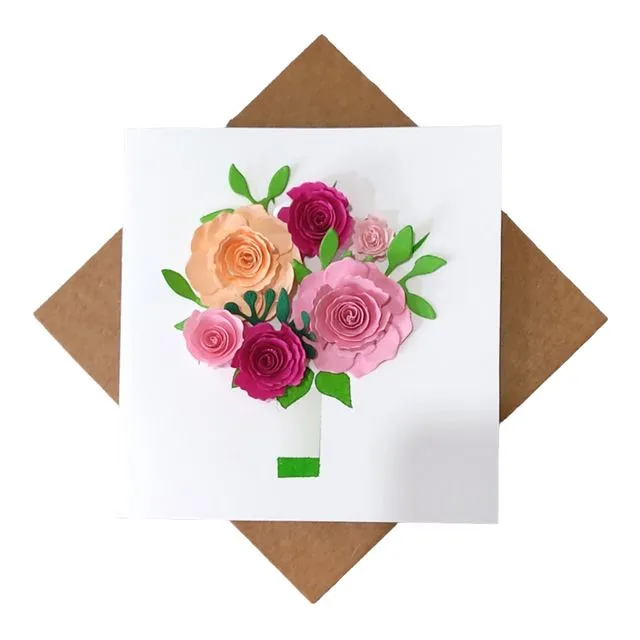 3D Floral Card, 3D Flower Bouquet, Married Card