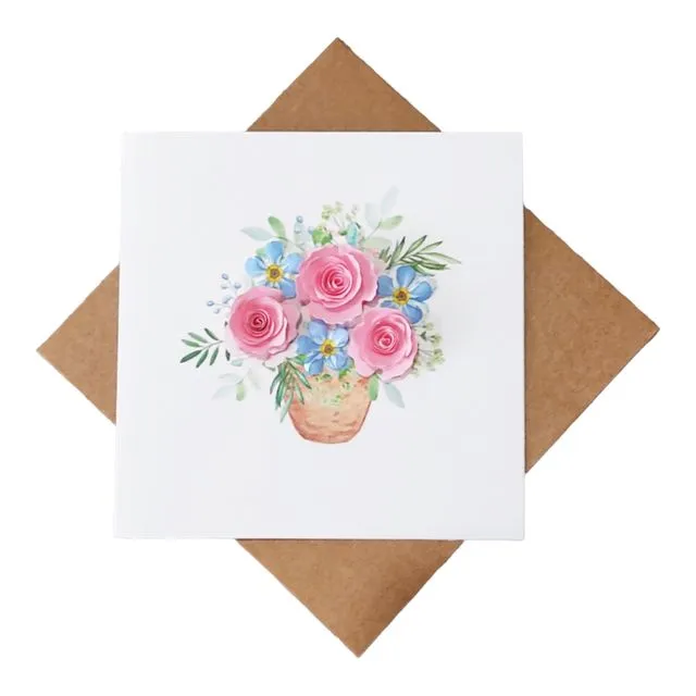 3D Floral Card, 3D Flower Bouquet, Bicycle Art, Anniversary